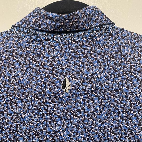 Callaway Mens Large Golf Polo Shirt Opti Dri Blue Floral All Over Print Logo - Picture 5 of 6